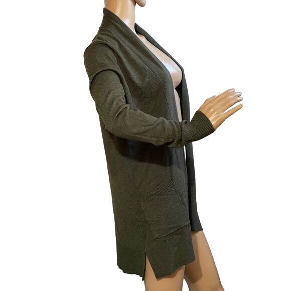 NWOT Stitch Fix Pink Clover Penton Open Front‎ Olive Green Cardigan S Lagenlook - Picture 4 of 12